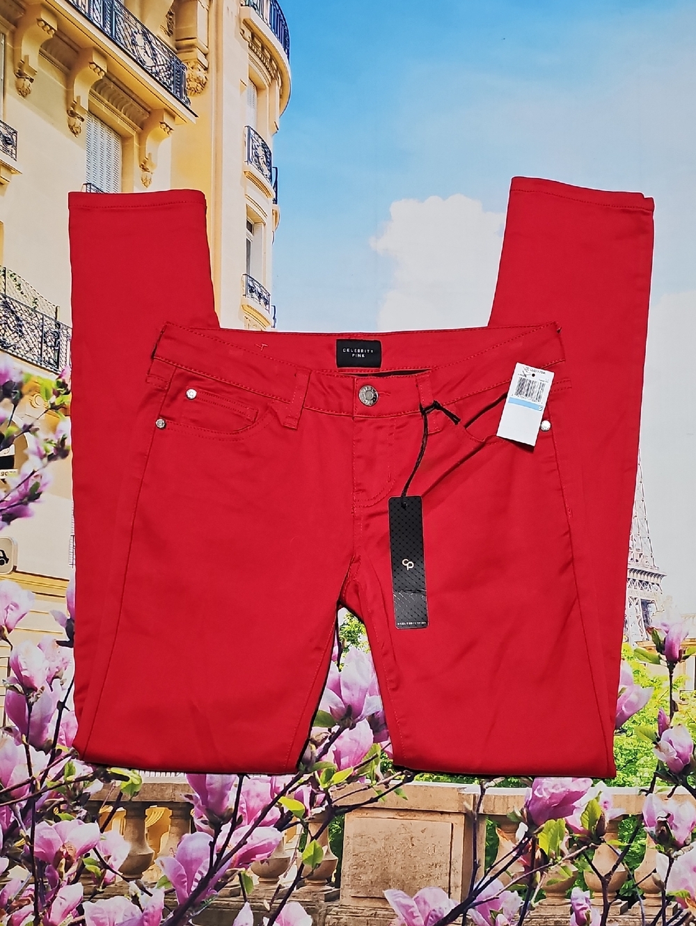 Celebrity Pink Tango Red Stretch Skinny Jeans Size 5 New